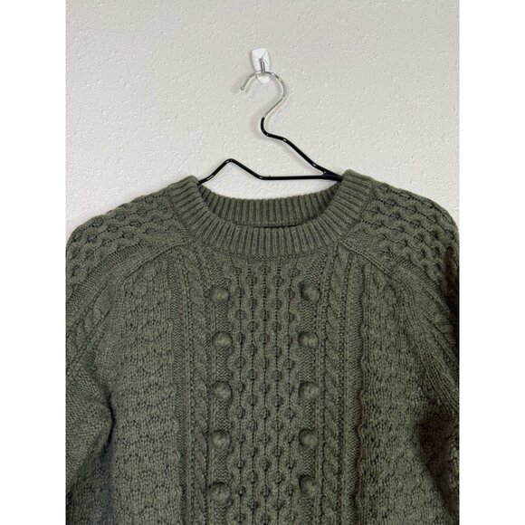 J Crew Cable Knit Bobble Sweater Small Lambswool Blend Chunky Fisherman Cozy - Picture 3 of 9